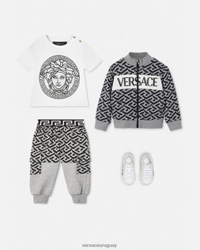 Versace sudadera con cremallera para bebé la greca niños gris y estampado ropa H88R0H1909