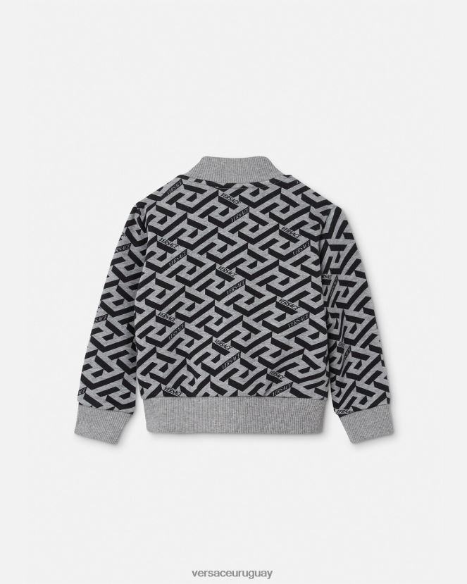 Versace sudadera con cremallera para bebé la greca niños gris y estampado ropa H88R0H1909