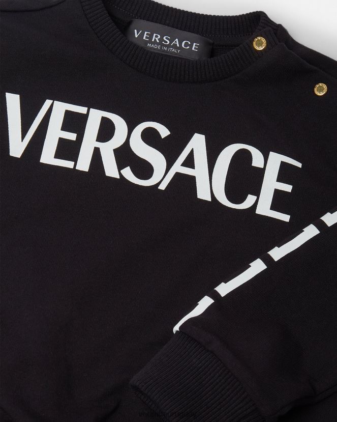 Versace sudadera con logo para bebé niños negro ropa H88R0H1905