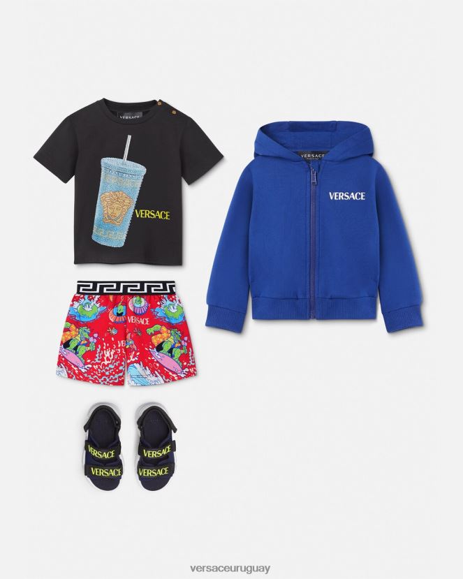 Versace sudadera con logo universitario para bebé niños azul ropa H88R0H1923