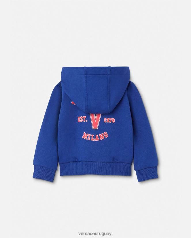 Versace sudadera con logo universitario para bebé niños azul ropa H88R0H1923