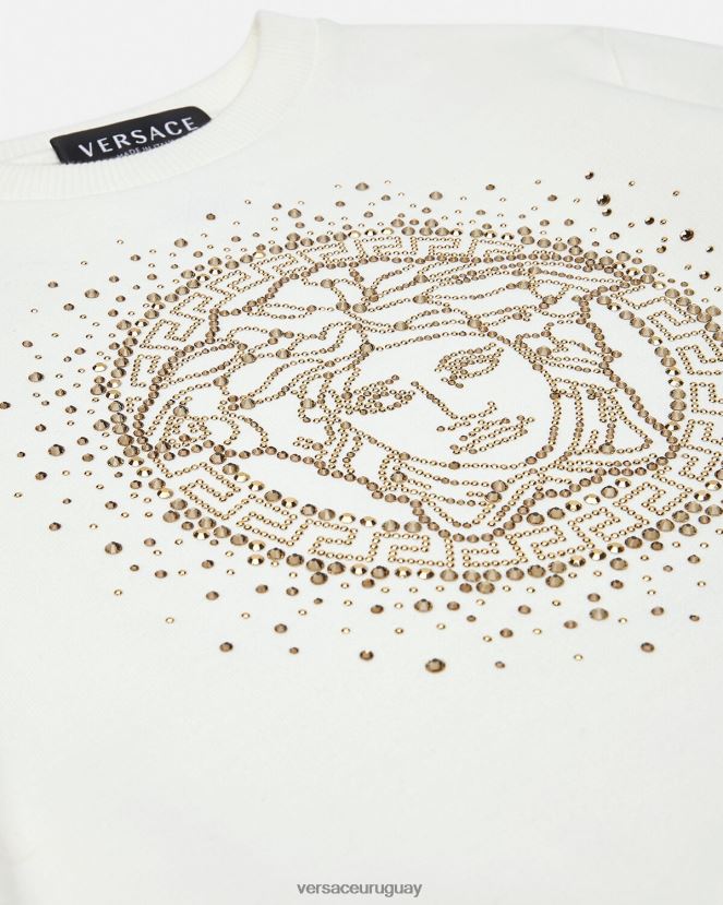 Versace sudadera con medusa de cristal niños blanco ropa H88R0H1963