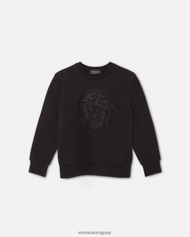 Versace sudadera con medusa de cristal niños negro ropa H88R0H1998