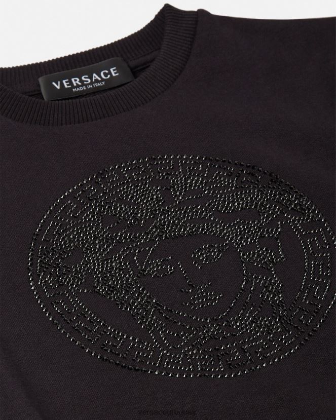 Versace sudadera con medusa de cristal niños negro ropa H88R0H1998