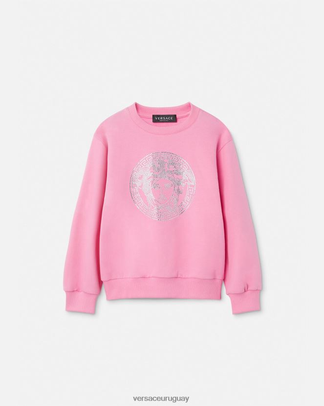 Versace sudadera con medusa de cristal niños rosa ropa H88R0H2001