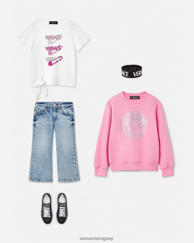 Versace sudadera con medusa de cristal niños rosa ropa H88R0H2001
