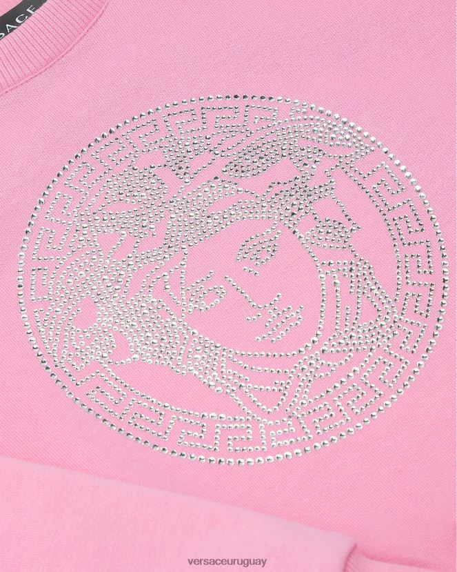 Versace sudadera con medusa de cristal niños rosa ropa H88R0H2001