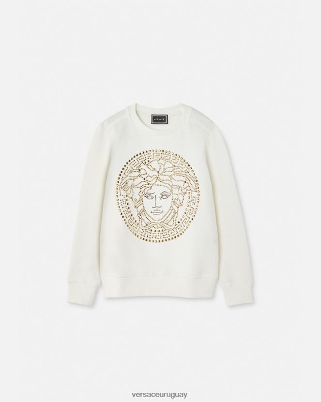 Versace sudadera con tachuelas y Medusa niños blanco ropa H88R0H1962