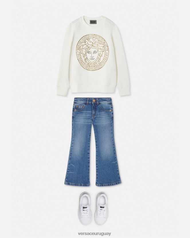 Versace sudadera con tachuelas y Medusa niños blanco ropa H88R0H1962
