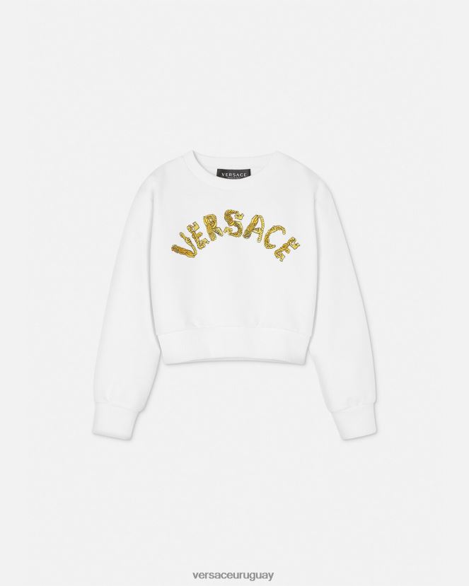 Versace sudadera corta con logo niños Oro blanco ropa H88R0H1935