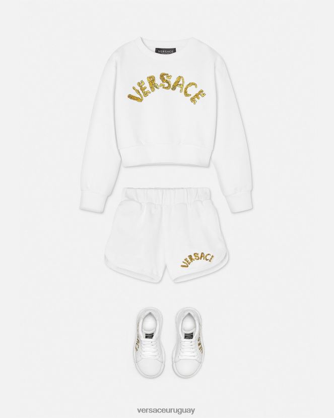 Versace sudadera corta con logo niños Oro blanco ropa H88R0H1935