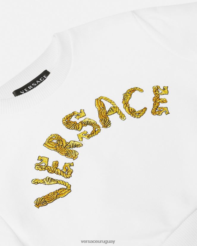 Versace sudadera corta con logo niños Oro blanco ropa H88R0H1935