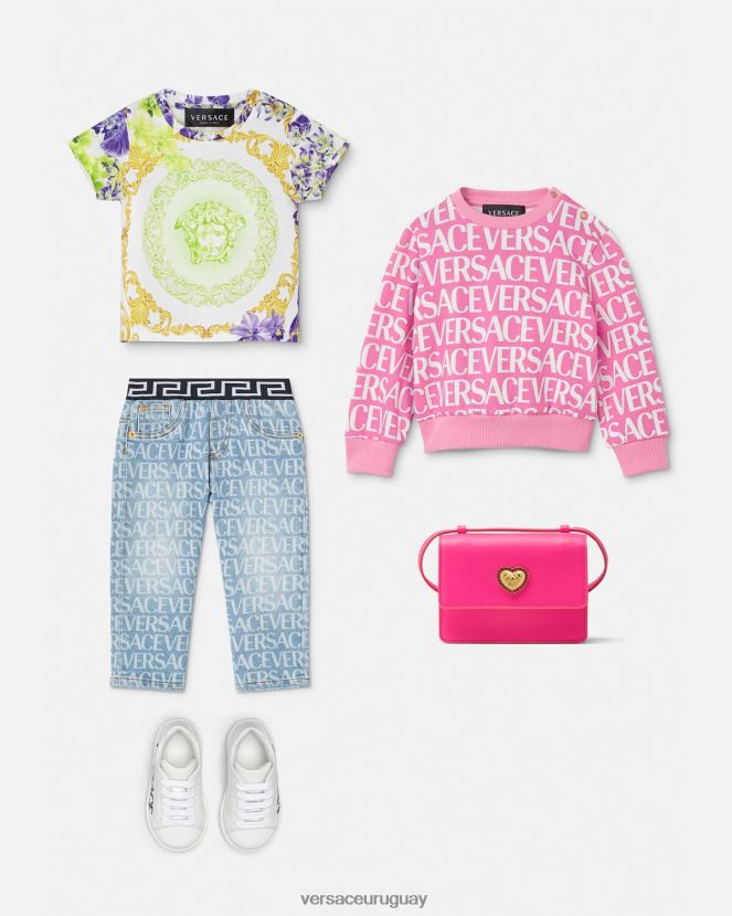 Versace sudadera integral para bebé niños rosa y estampado ropa H88R0H1872