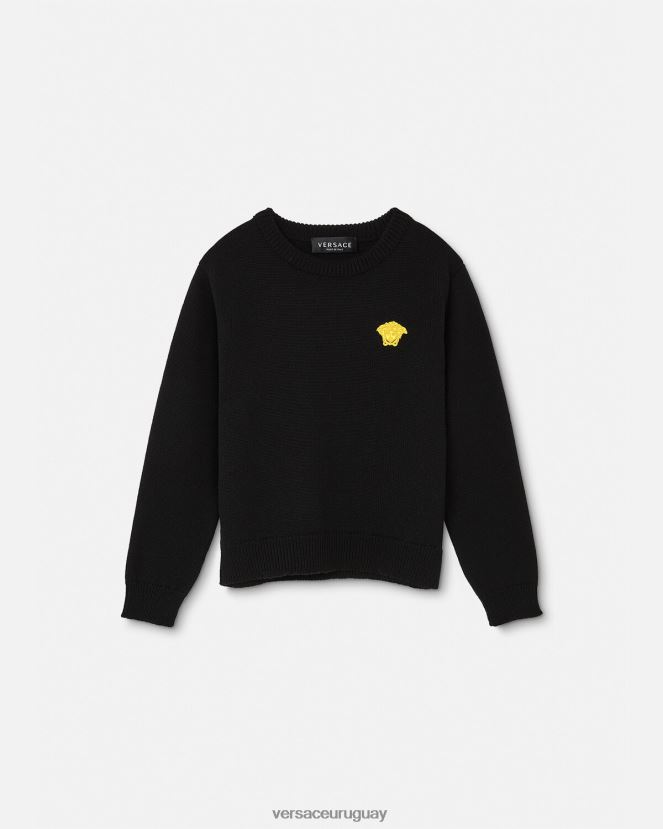 Versace suéter con bordado de Medusa niños negro ropa H88R0H2103