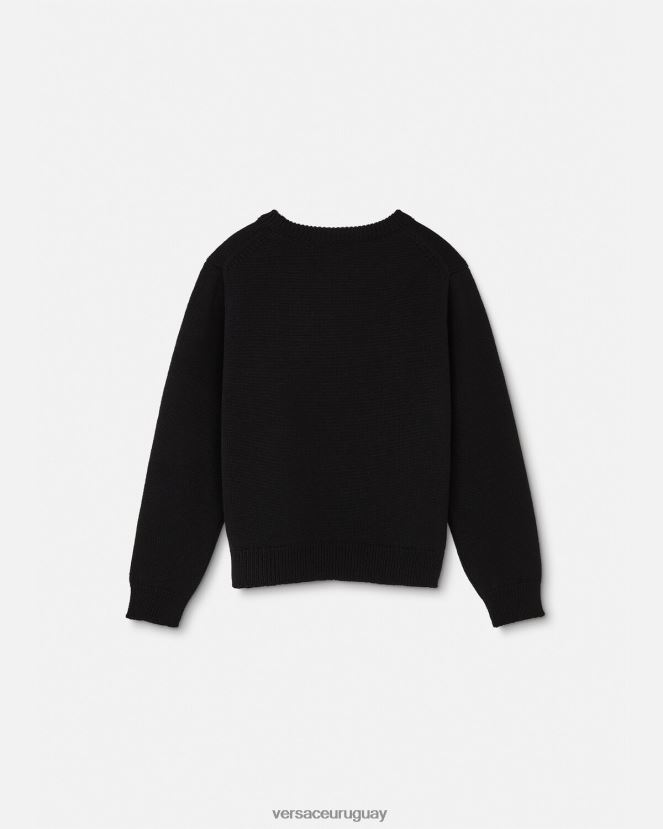 Versace suéter con bordado de Medusa niños negro ropa H88R0H2103