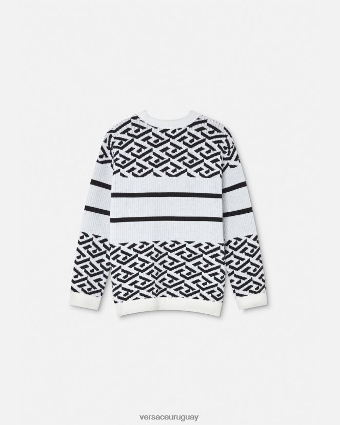 Versace suéter con medusa y greca niños blanco negro ropa H88R0H1992
