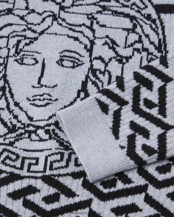 Versace suéter con medusa y greca niños gris ropa H88R0H1994