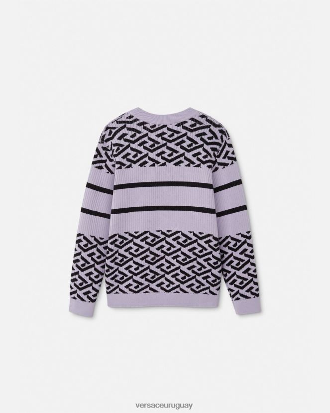 Versace suéter con medusa y greca niños lila ropa H88R0H1995