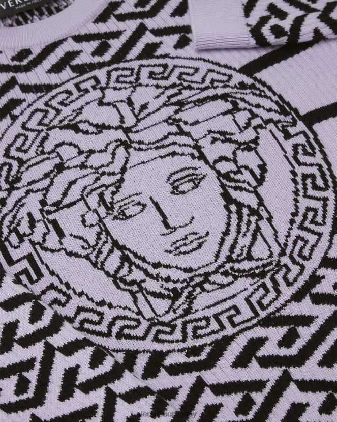 Versace suéter con medusa y greca niños lila ropa H88R0H1995