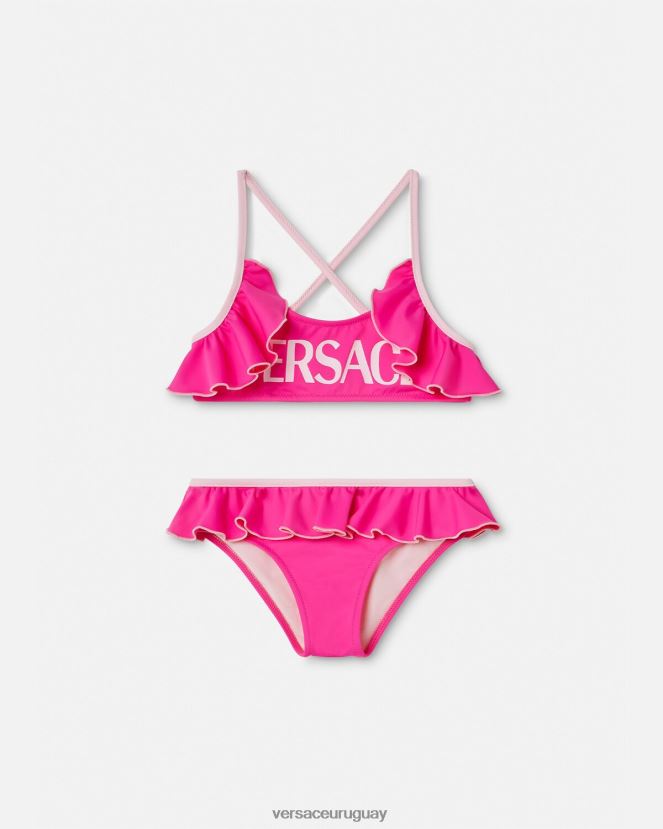 Versace conjunto de bikini con logo niños fucsia ropa H88R0H2017