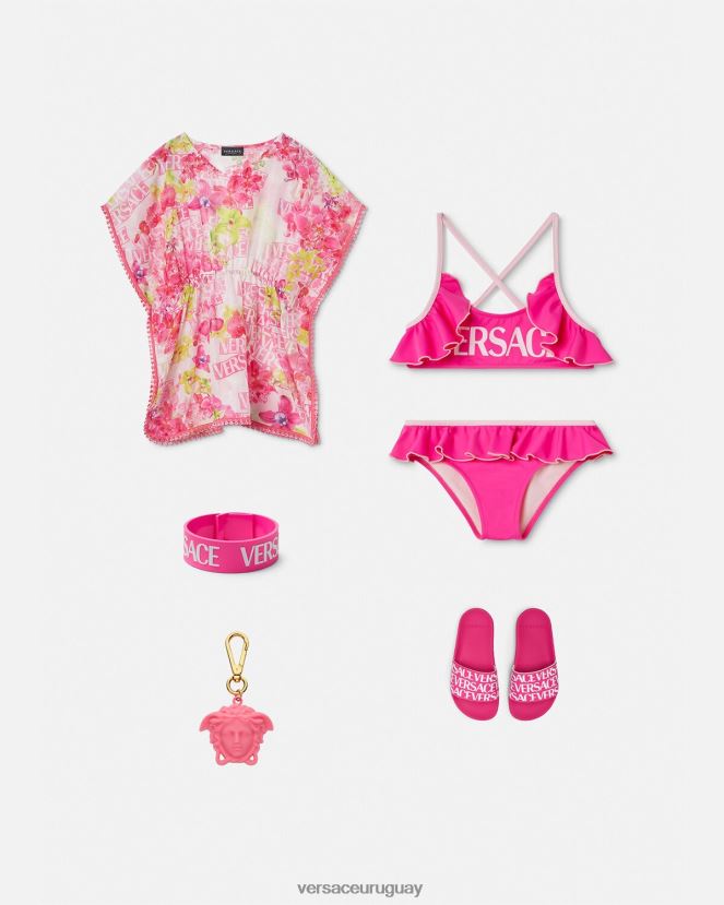 Versace conjunto de bikini con logo niños fucsia ropa H88R0H2017