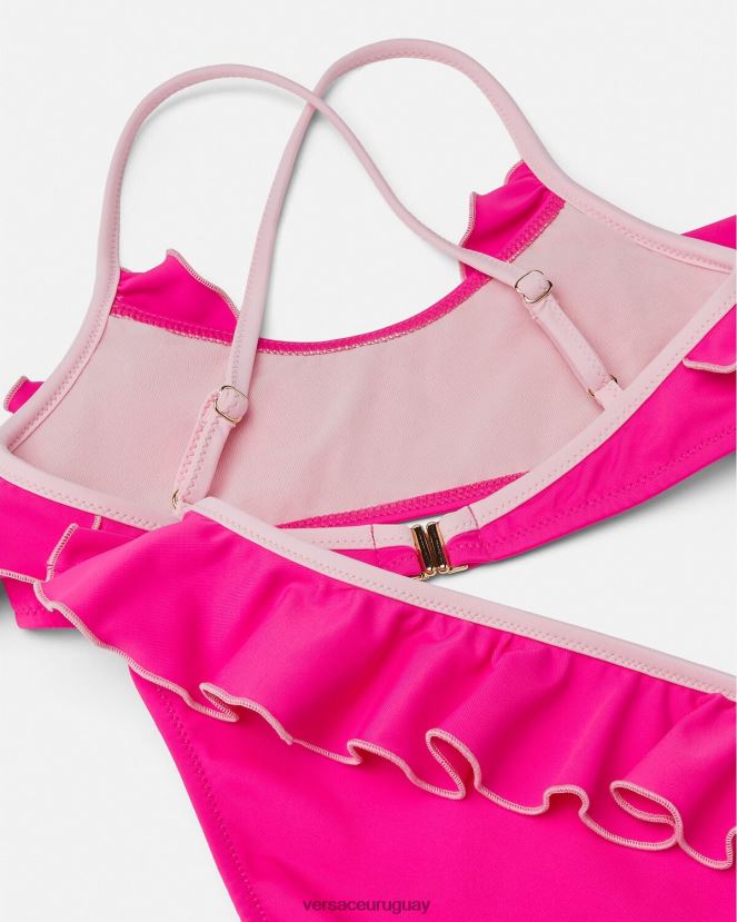 Versace conjunto de bikini con logo niños fucsia ropa H88R0H2017