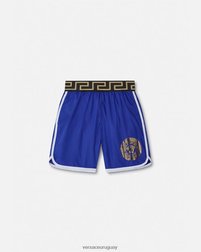 Versace shorts de baño con borde de Medusa y Greca niños azul ropa H88R0H2113