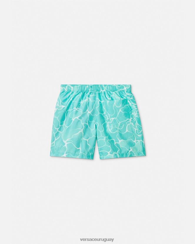 Versace shorts de baño con logo de Medusa niños azul ropa H88R0H2134