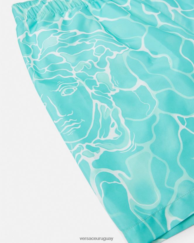 Versace shorts de baño con logo de Medusa niños azul ropa H88R0H2134