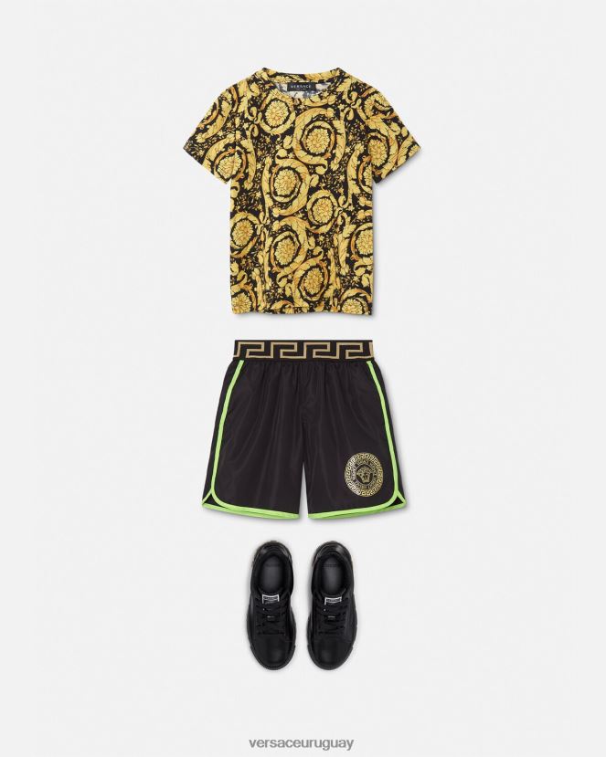 Versace shorts de baño con medusa niños menta y negro ropa H88R0H2112