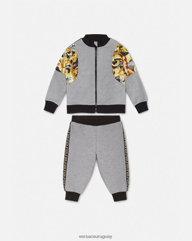 Versace conjunto de sudadera de bebé barroco niños gris y estampado ropa H88R0H1884
