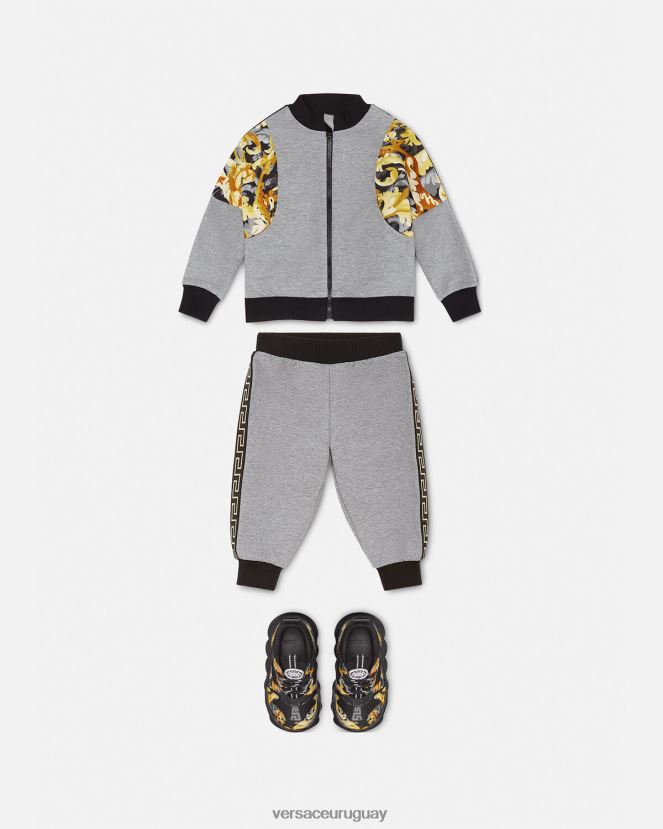Versace conjunto de sudadera de bebé barroco niños gris y estampado ropa H88R0H1884