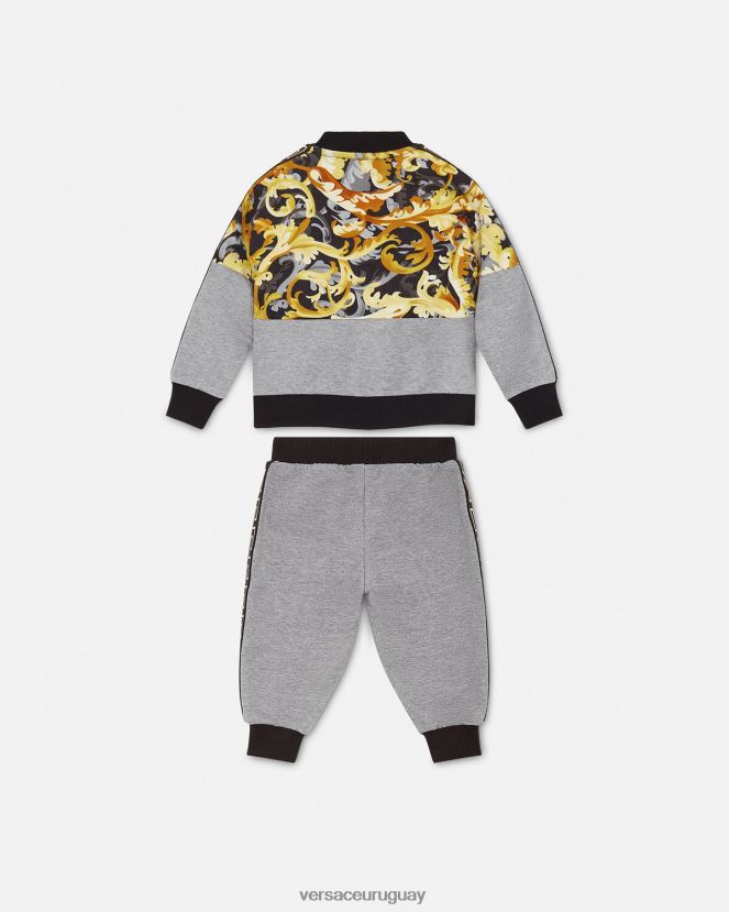 Versace conjunto de sudadera de bebé barroco niños gris y estampado ropa H88R0H1884