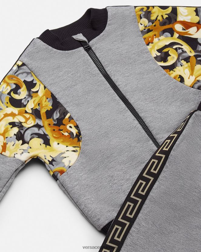 Versace conjunto de sudadera de bebé barroco niños gris y estampado ropa H88R0H1884