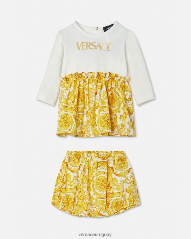 Versace conjunto de vestido de bebé barroco niños Oro blanco ropa H88R0H1822
