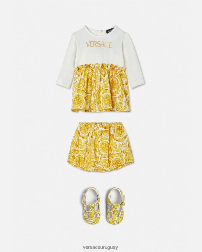 Versace conjunto de vestido de bebé barroco niños Oro blanco ropa H88R0H1822