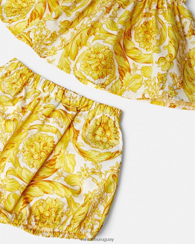 Versace conjunto de vestido de bebé barroco niños Oro blanco ropa H88R0H1822