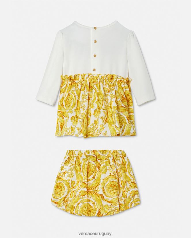 Versace conjunto de vestido de bebé barroco niños Oro blanco ropa H88R0H1822