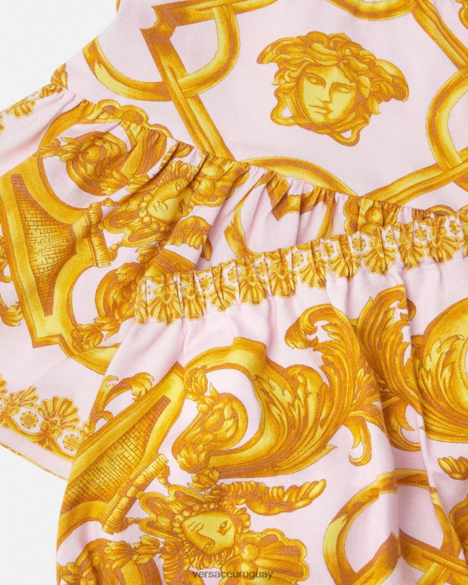 Versace conjunto vestido bebe barroco 660 niños rosa y blanco ropa H88R0H1828
