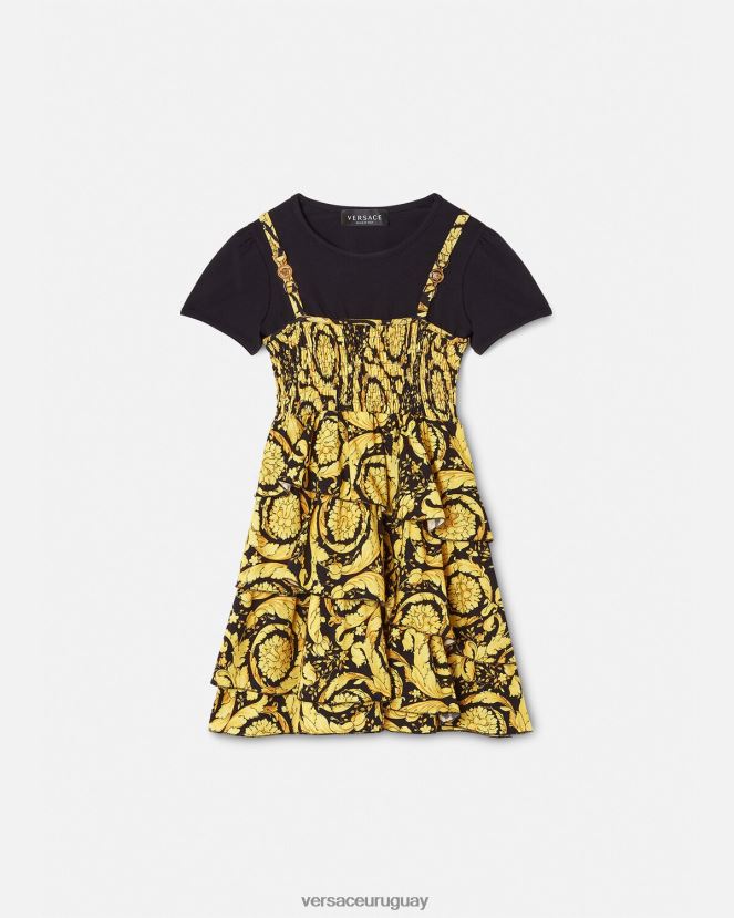 Versace vestido barroco con volantes niños negro ropa H88R0H1987