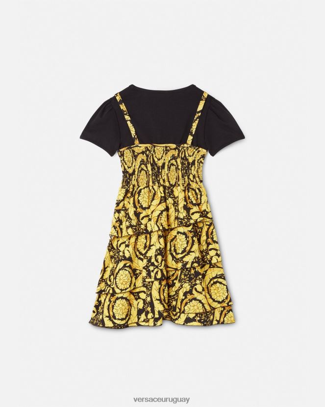 Versace vestido barroco con volantes niños negro ropa H88R0H1987