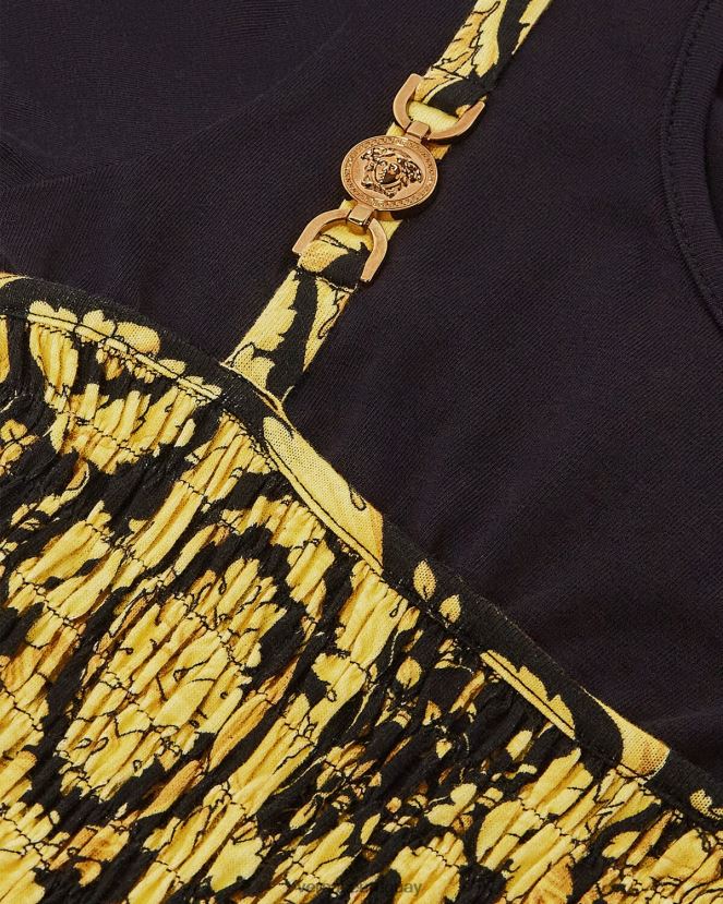 Versace vestido barroco con volantes niños negro ropa H88R0H1987