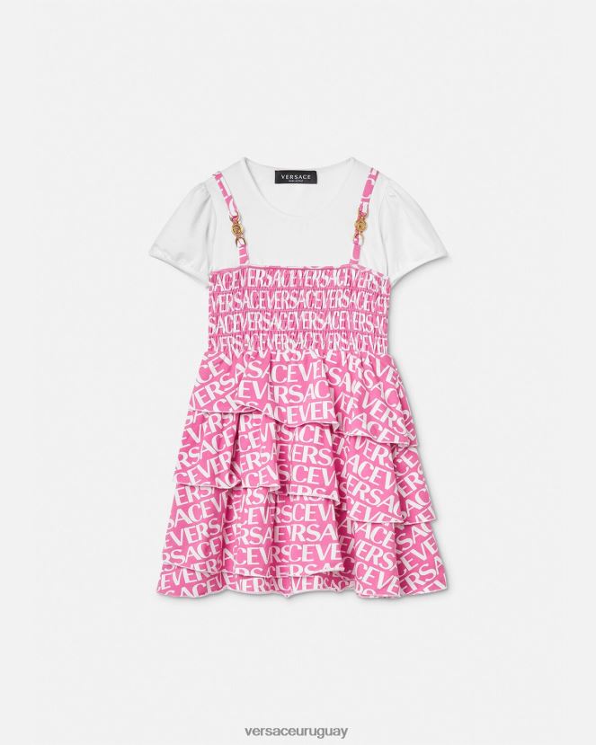 Versace vestido con volantes en toda la prenda niños Rosa claro ropa H88R0H1977