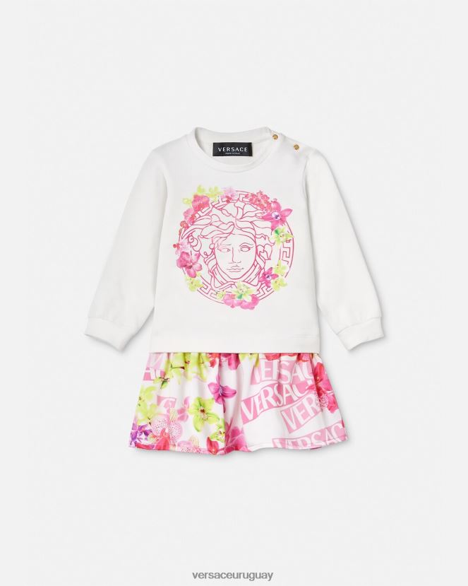 Versace vestido de bebé con logo y orquídeas niños rosa y estampado ropa H88R0H1870