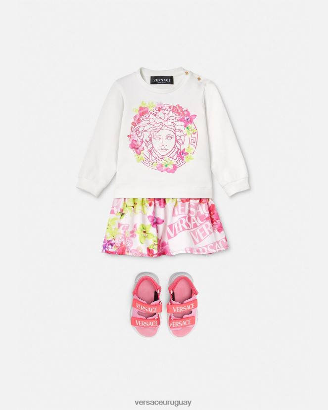Versace vestido de bebé con logo y orquídeas niños rosa y estampado ropa H88R0H1870