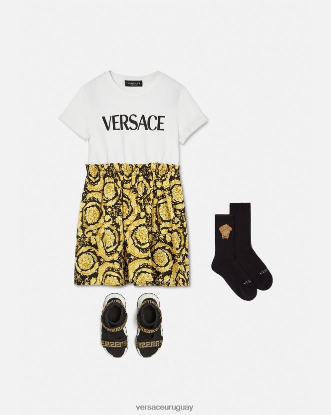 Versace vestido estilo camiseta barroco niños blanco y estampado ropa H88R0H1953