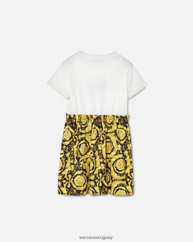 Versace vestido estilo camiseta barroco niños blanco y estampado ropa H88R0H1953