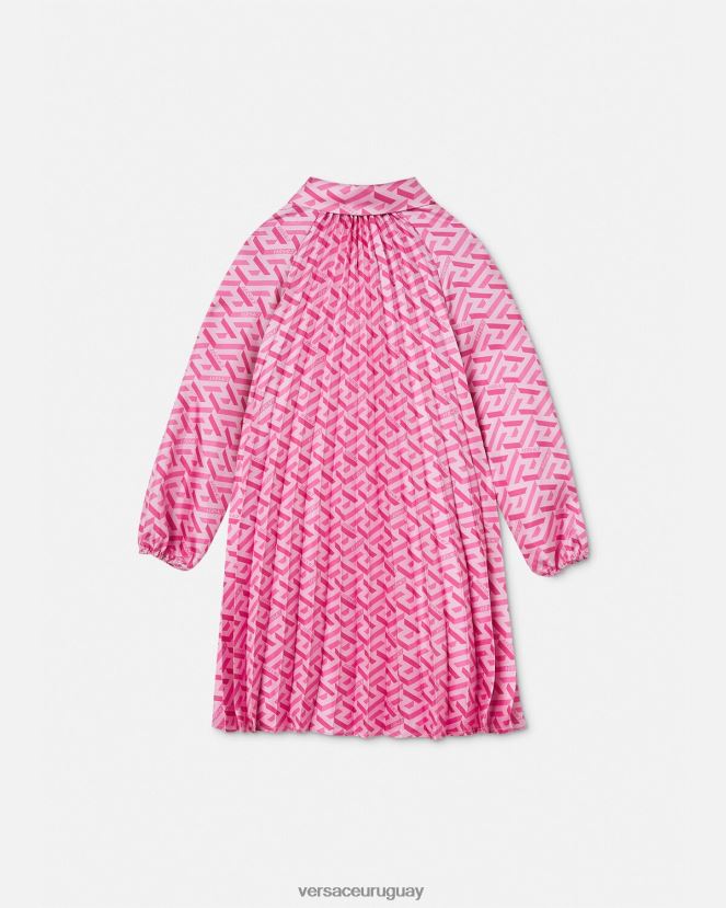Versace vestido plisado la greca niños rosa ropa H88R0H1997