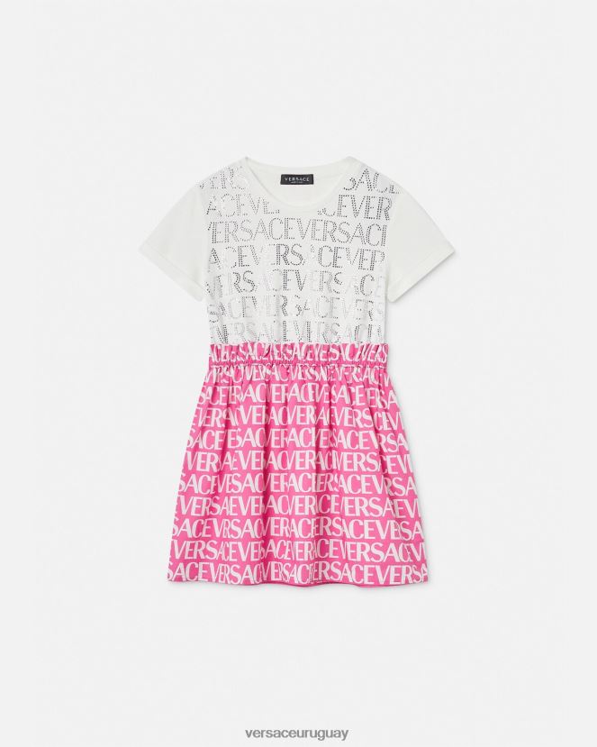 Versace vestido por toda la prenda niños blanco y rosa ropa H88R0H1980