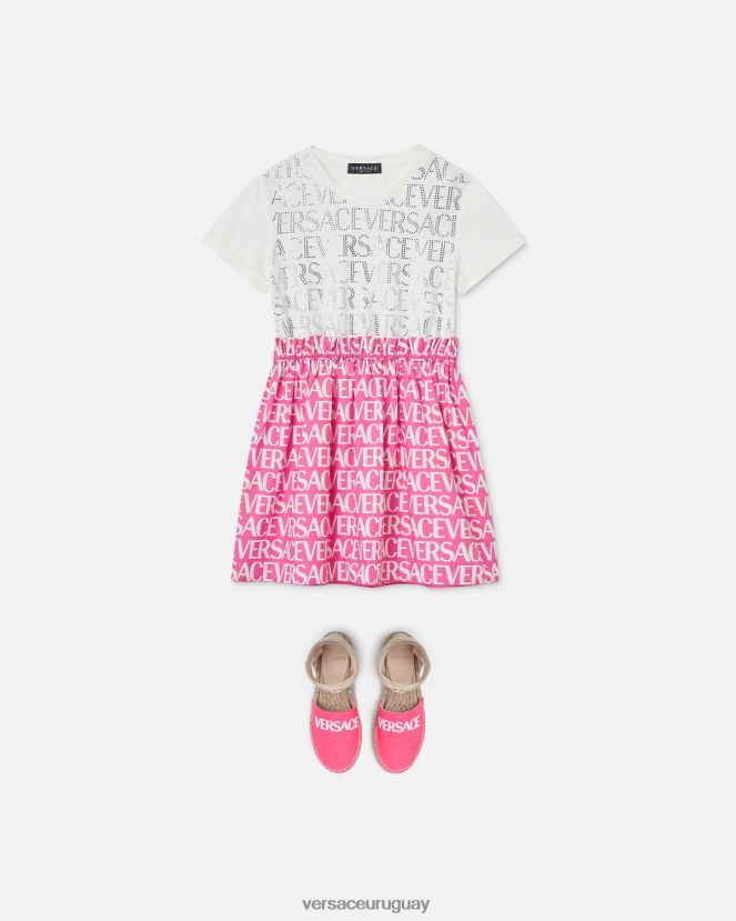 Versace vestido por toda la prenda niños blanco y rosa ropa H88R0H1980